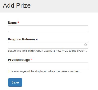 image of "Add Prize" form