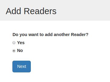 image of the "Add Another Reader" prompt screen