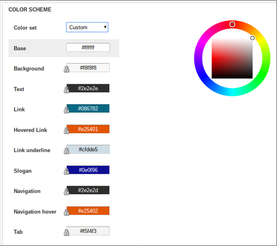 image of color selection screen
