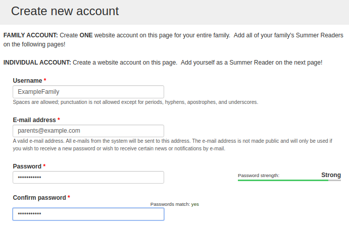 image of "Create New User" form