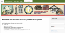 Screenshot of Thousand Oaks Public Library 2017 Summer Reading Program Website